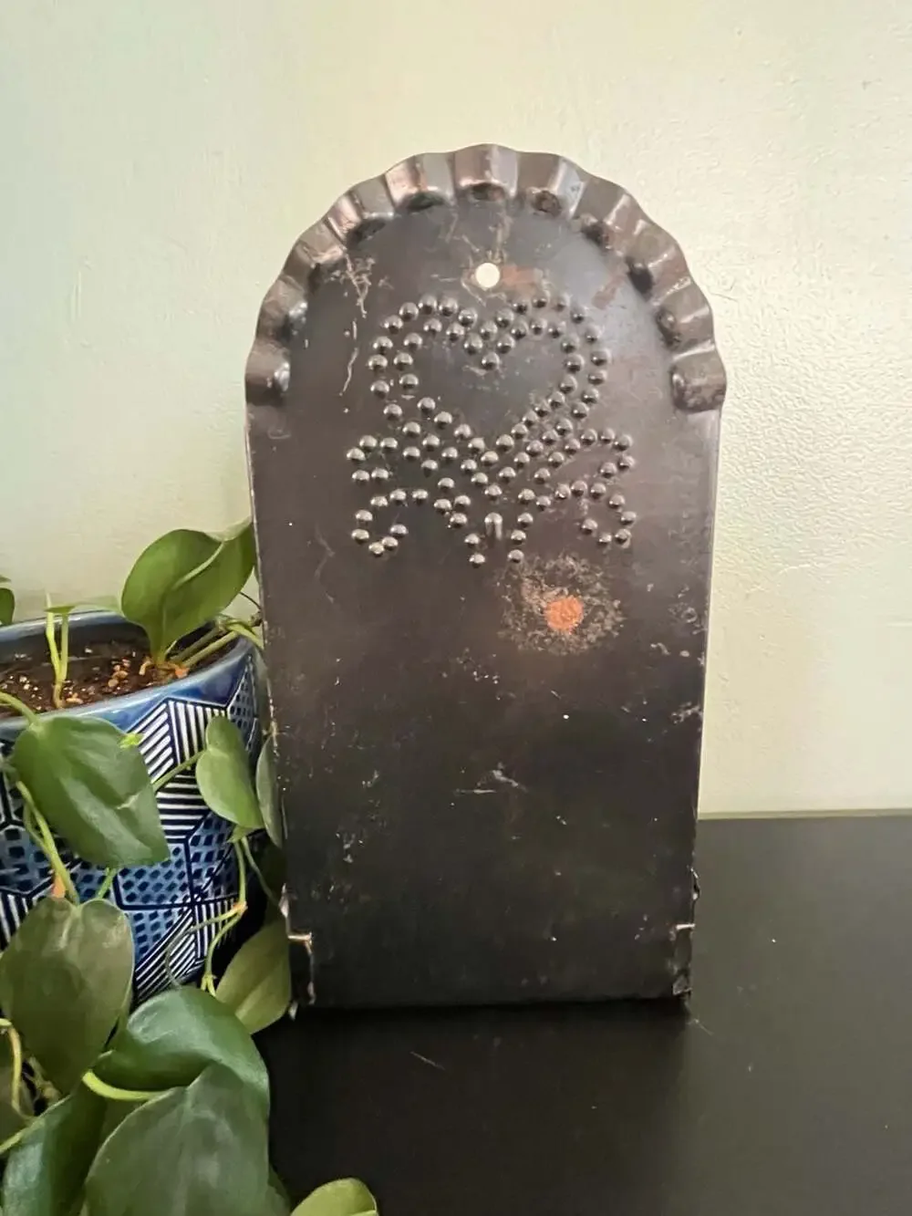 Primitive Punched Tin Heart Wall Sconce Candle Holder - Picture 6 of 6